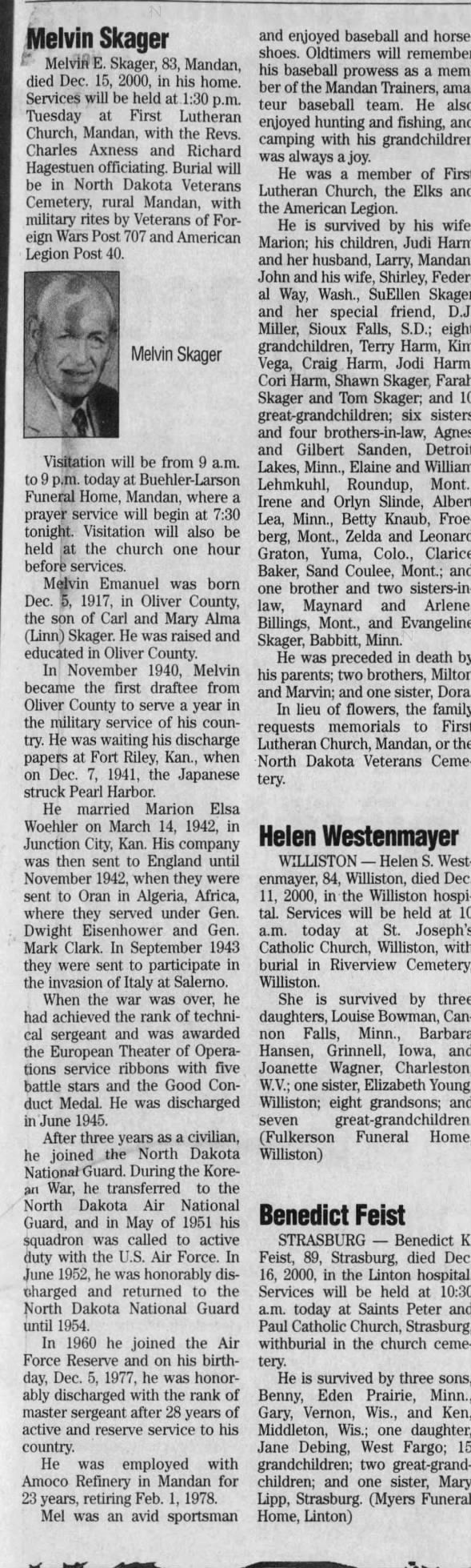Clipping from The Bismarck Tribune